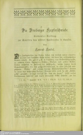 Die Freiberger Kupferschmiede. Siebenter Beitrag zur Kenntnis des älteren Handwerks in Sachsen