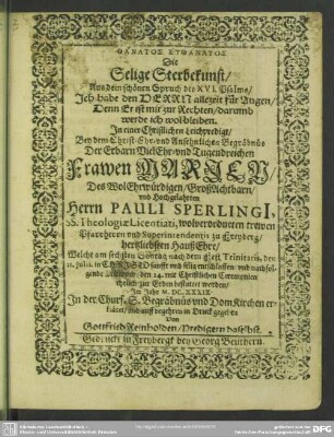 Thanatos eythanatos : die selige Sterbekunst ...