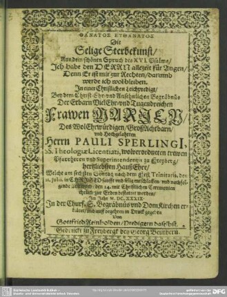Thanatos eythanatos : die selige Sterbekunst ...