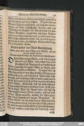 Gebet wider der Welt Anfechtung.