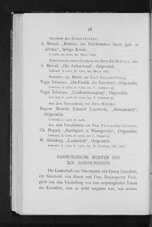 Hamburgische Meister des XIX. Jahrhunderts
