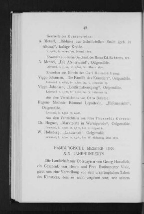 Hamburgische Meister des XIX. Jahrhunderts