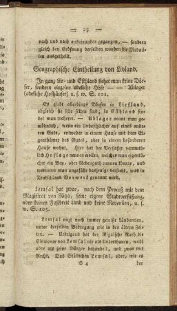 Geographische Eintheilung von Livland.