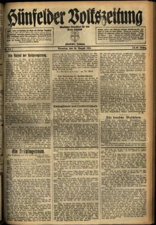 Ausgabe vom Dienstag, den 30. August 1921.