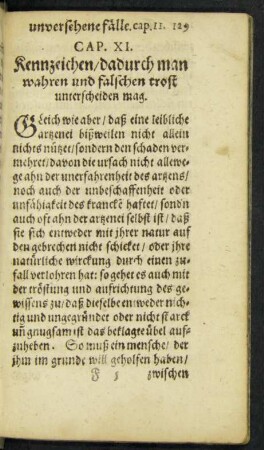 Cap. XI. Kennzeichen/ dadurch man wahren und falschen trost unterscheiden mag.