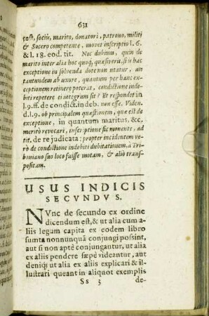 Usus Indicis Secundus.