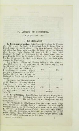 A. Lehrgang der Heimatkunde