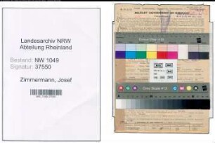Entnazifizierung Josef Zimmermann , geb. 29.02.1908 (Elektriker)