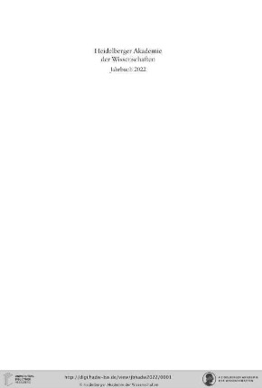 Jahrbuch ... / Heidelberger Akademie der Wissenschaften: Jahrbuch 2022
