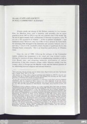Islam, State And Society In Post-Communist Albania