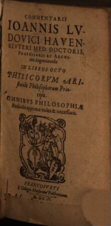 Aristotelis Commentarii in Physica