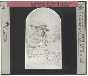 Rembrandt, Porträt von Saskia mit Hut (Zeichnung) (Berlin KK KdZ 1152)