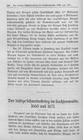 Der lustige Schweinekrieg im Sachsenwalde, 1660 und 1671.