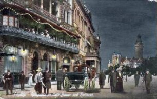 Leipzig: Rossplatz m. Café Bauer und Rathaus