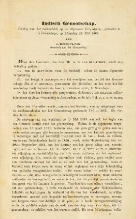 Verslag van het verhandelde op de algemeene vergadering, gehouden te 's Gravenhage, op Maandag 26 Mei 1862