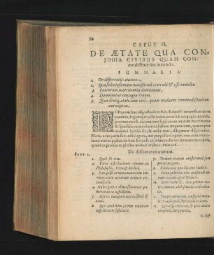 Caput II. De Aetate qua Coniugia Civibus quam Commodissime sint ineunda. Sect. 1 - 5.