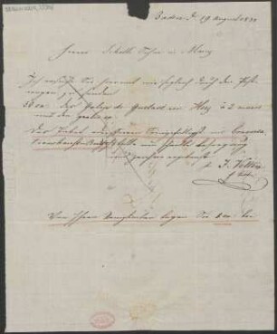 Brief an B. Schott's Söhne : 19.08.1833