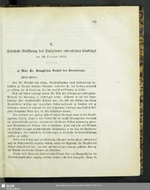C. Feierliche Eröffnung des fünfzehnten ordentlichen Landtags am 16. October 1873