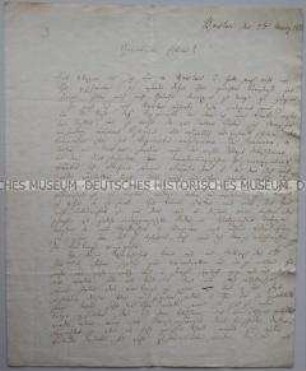 Brief des Peter Daniel Ludwig Hauschild an seine Eltern; Breslau, 7. März 1813