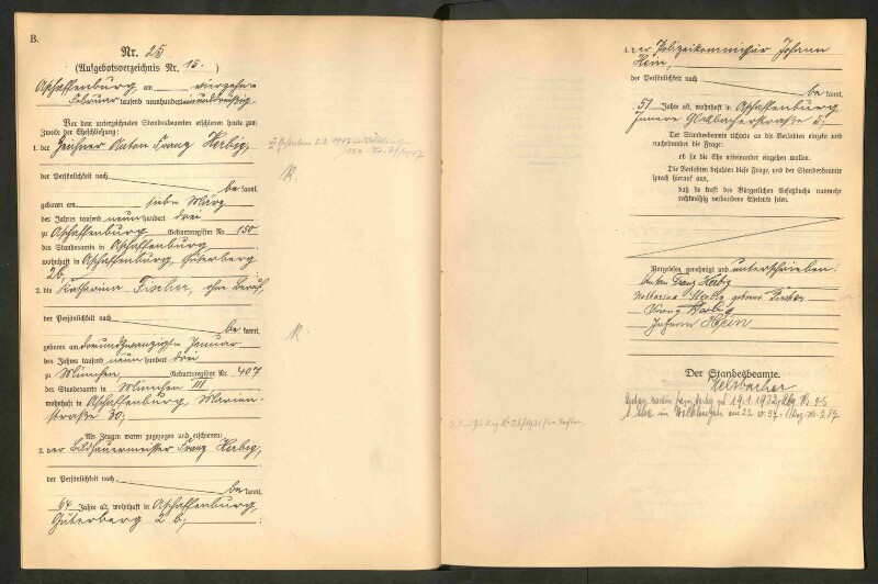 Standesamtsbuch der Stadt Aschaffenburg: Eheschließungen 252/1930 - 130/1931