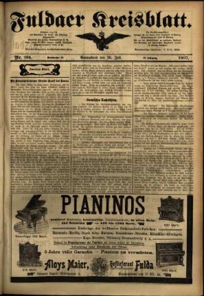 Zweite Ausgabe vom Samstag, den 20. Juli 1907.