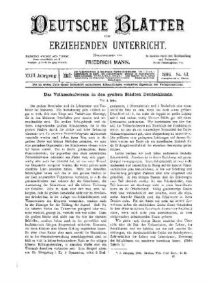 Das Volksschulwesen in den grossen Städten Deutschlands