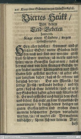 Viertes Stükk, Von denen Leid-Gebeten handelnd