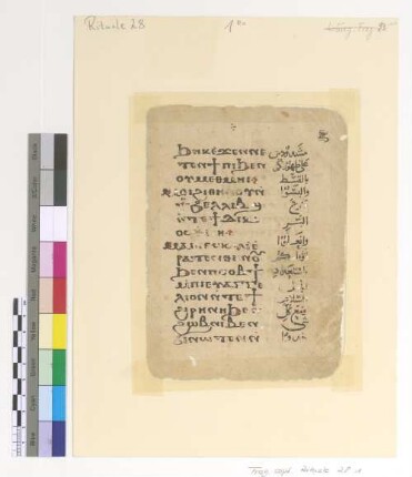 [Rite of Initiation into Monasticism] : Fragm. copt. Pischoi Rituale 28