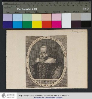 Nicol. Abraham Frambesarius Cons. & Med. Regius Milit. Gall. Archiater. & c. / Ætat. 63. / F. Hulsius. f