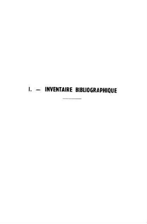 431-463, I. Inventaire bibliographique