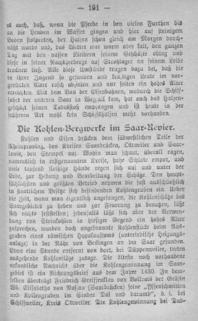 Die Kohlen-Bergwerke im Saar-Revier.