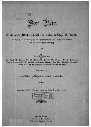 24.1898: Der Bär : illustrierte Wochenschrift für vaterländische Geschichte