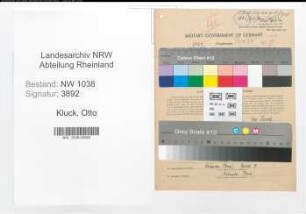 Entnazifizierung Otto Kluck , geb. 22.10.1888 (Beamtert)