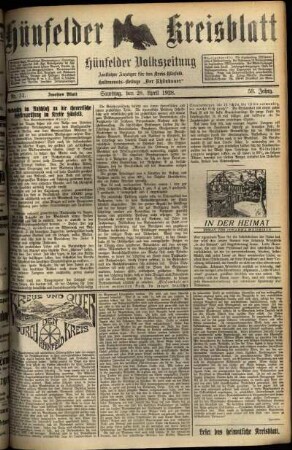 Zweite Ausgabe vom Samstag, den 28. April 1928.