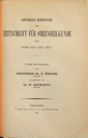 Zeitschrift für Ohrenheilkunde. [31, a]