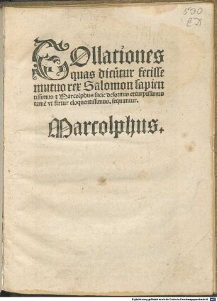 Collationes quas dicu[n]tur fecisse mutuo rex Salomon ...