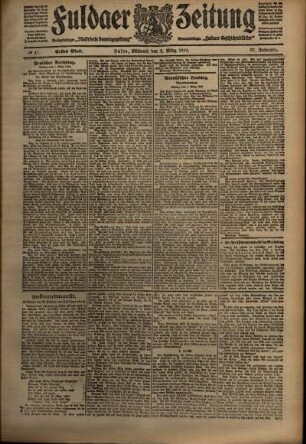 Erste Ausgabe vom Mittwoch, den 02. März 1910.
