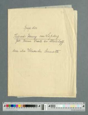 Register von Briefen der Jenny von Laßberg aus den Jahren 1834-1846 erstellt von verschiedenen Bearbeitern des Nachlasses