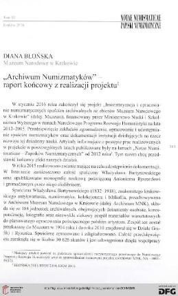 11: "Archiwum Numizmatyków" - raport końcowy z realizacji projektu