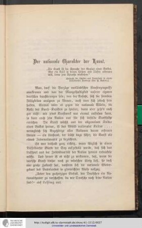 Der nationale Charakter der Kunst