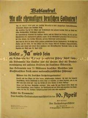 Wahlaufruf zur Volksabstimmung über den "Anschluss" Österreichs und zu den Reichstagswahlen vom 10.04.1938