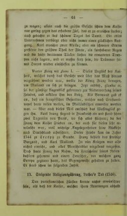 13. Steigende Religionsgährung, Luther's Tod (1546)