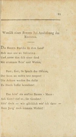 Wunsch eines Bauern bei Aushebung der Recruten.