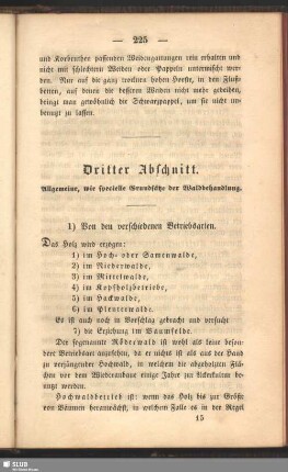 Dritter Abschnitt. Allgemeine, wie specielle Grundsätze der Waldbehandlung
