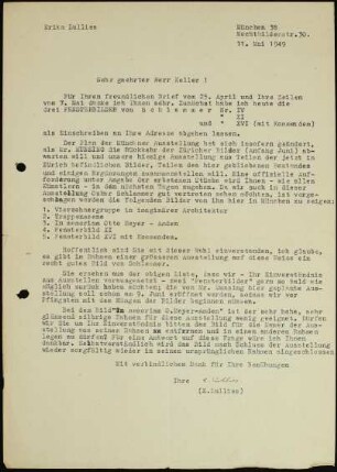 Sehr geehrter Herr Keller! Für Ihren freundlichen Brief vom 25. April...