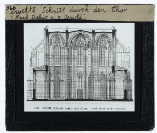 Zwettl, Zistezienserkloster, Stift,Zwettl, Stiftskirche : Schnittzeichnung durch den Chor