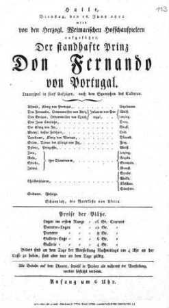 Der standhafte Prinz Don Fernando von Portugal