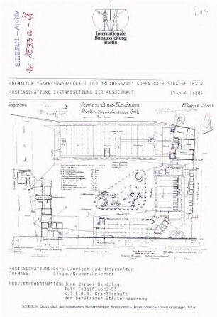 Gutachten: Kostenschätzung Instandsetzung "Garnisonsbäckerei und Brotmagazin" Köpenicker Str. 16-17