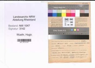 Entnazifizierung Hugo Wuehr , geb. 28.06.1908 (Angestellter)