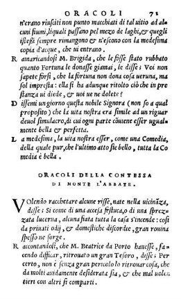 Oracoli Della Contessa Di Monte L' Abbate.